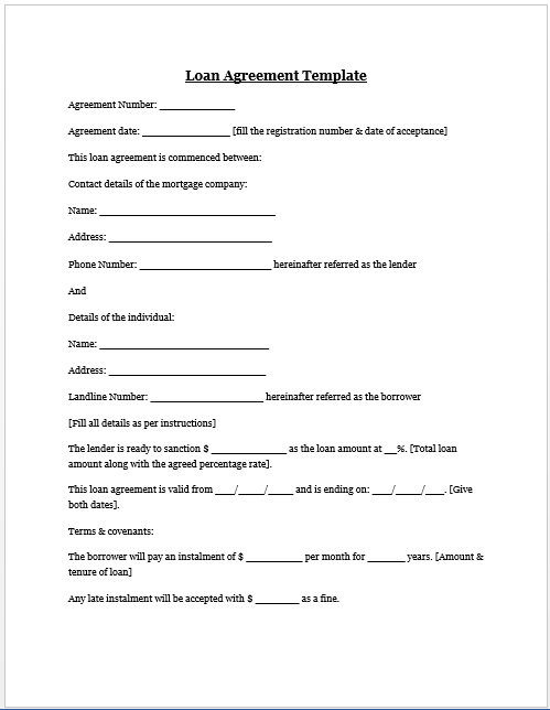 Loan Agreement Template Word Doc