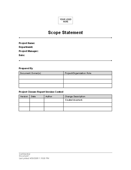 Microsoft Word Statement Template