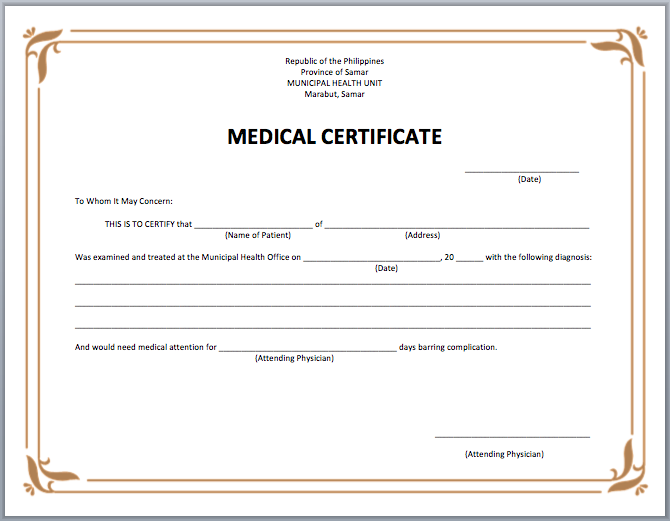 Medical Certificate Samples 24+ Free Printable Word & PDF Templates