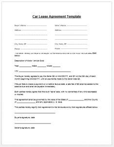 Car Lease Agreement Template