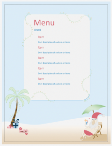Beach Party Menu Template