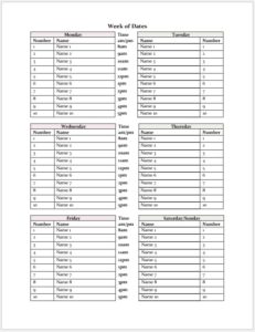 Weekly Calendar Templates - My Word Templates