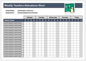 Teacher Attendance Sheet Templates - My Word Templates