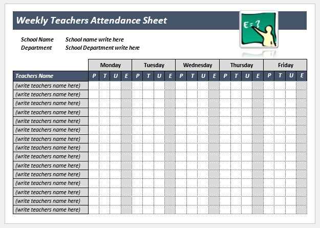 Teacher Attendance Sheet Template 06