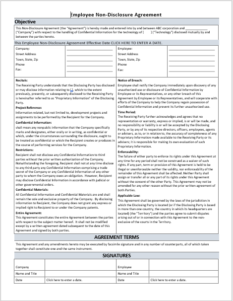 Employee Non-Disclosure Agreement