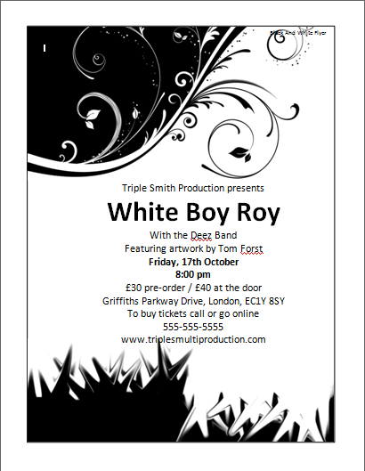 Black and white flyer template
