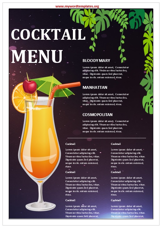 Cocktail Menu Template 03