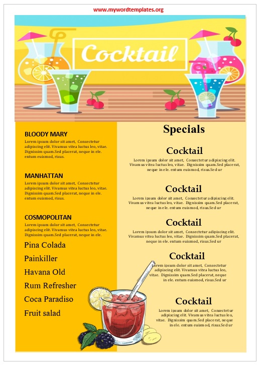 Cocktail Menu Template 04