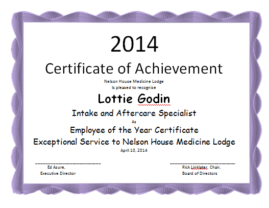 Employee Of the Year Certificate