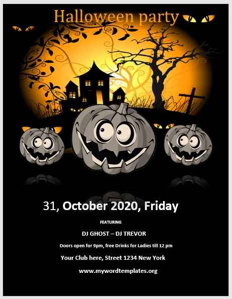 11 Free Eye Catching Halloween Party Flyer Templates Microsoft Word Templates
