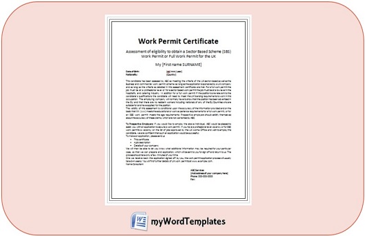 work permit certificate template feature image