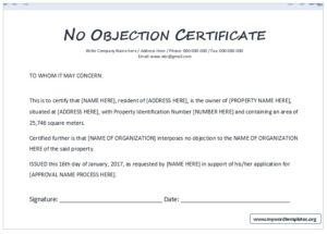 No Objection Certificate Template 06