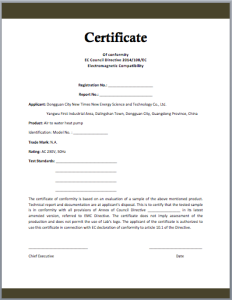 Conformity Certificate Template