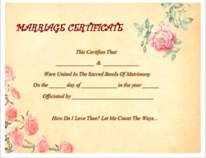 Marriage Certificate Templates - My Word Templates