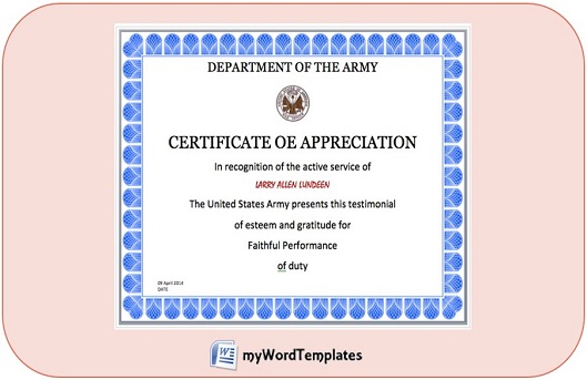army certificate template feature image