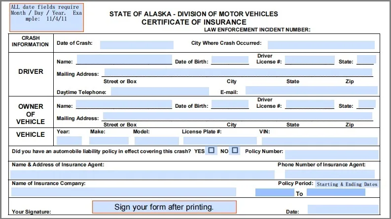 Aalaska insurance certificate pdf