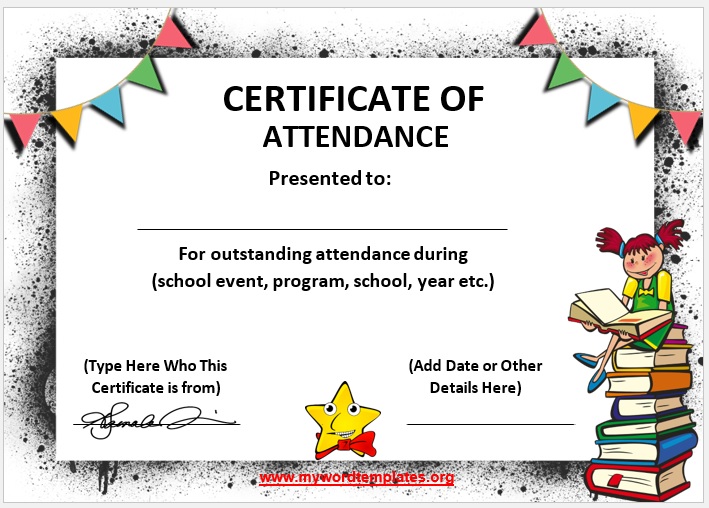 Free Perfect Attendance Certificate Word Template Printable Templates