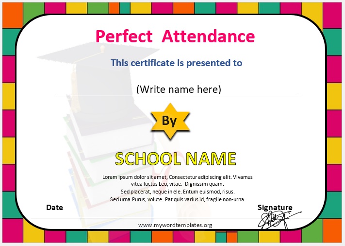 Perfect Attendance Certificate Template 04