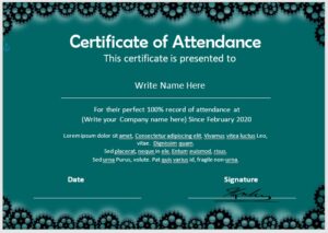 Perfect Attendance Certificate Template 06