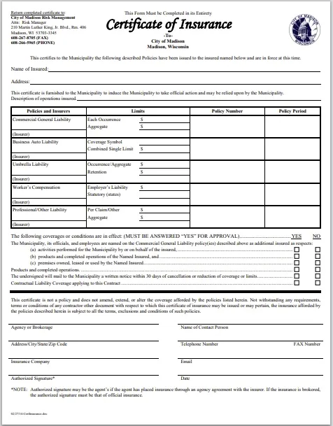 insurance certificate template editable