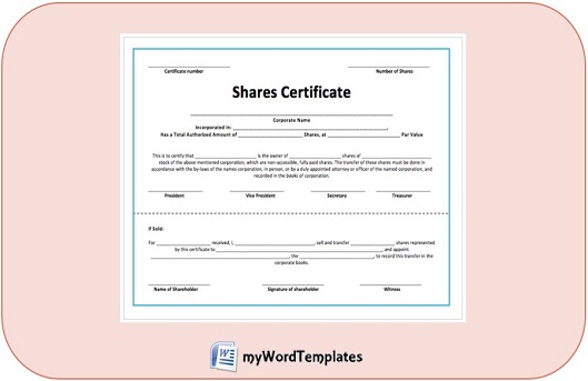 stock share certificate template feature image