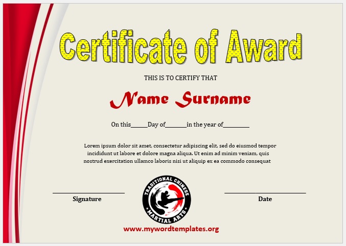 Martial Art Certificate Template 08