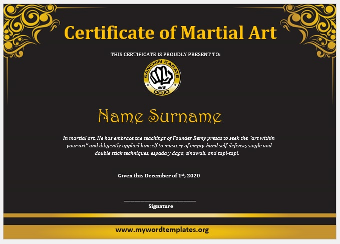 Martial Art Certificate Template 09