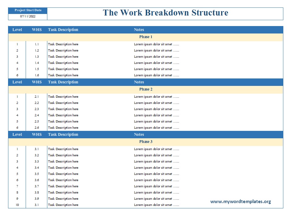 The Work Breakdown Structure Template 05