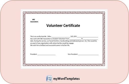 volunteer certificate template feature image