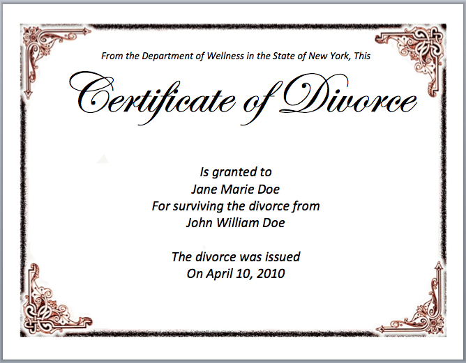 Divorce Certificate Template My Word Templates
