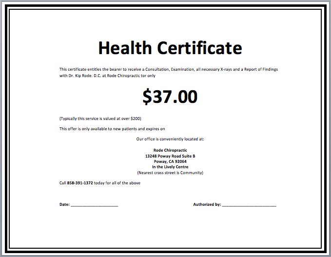 Health Certificate Template