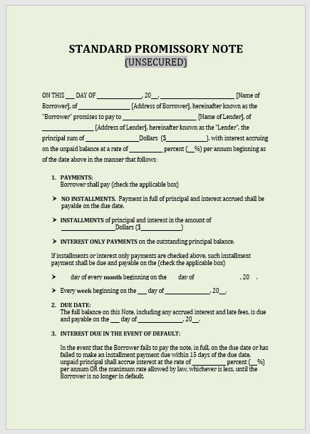 Promissory Note Template 13