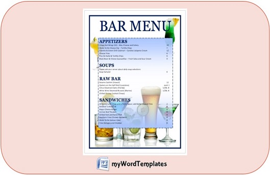 bar menu template feature image
