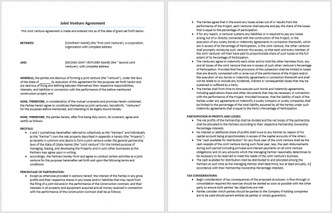 Profit Participation Agreement Template from www.mywordtemplates.org