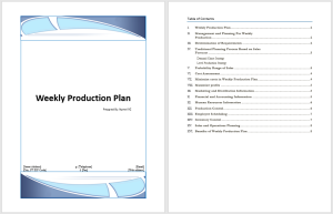 Weekly Production Plan