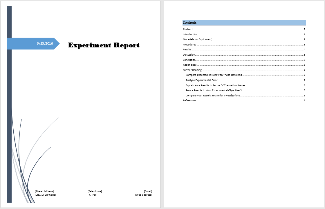 Experiment Report Template - My Word Templates Pertaining To Lab Report Template Word