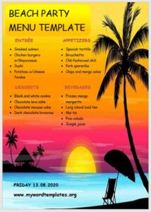 Beach Party Menu Template 05