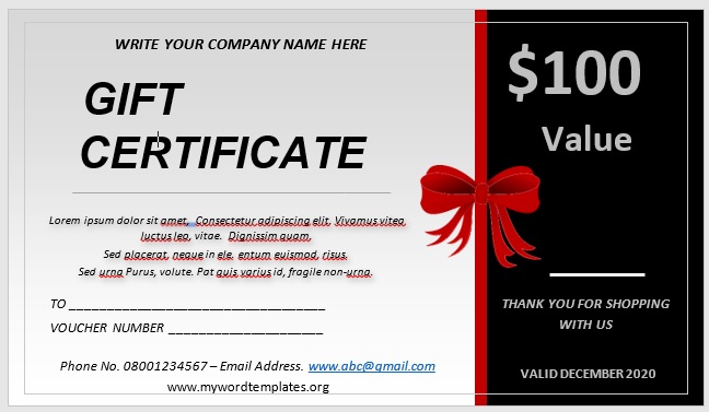 Free Gift Certificate Template 09