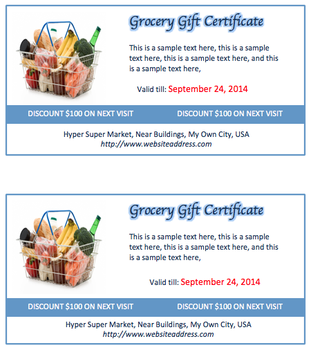 Grocery Gift Certificate Template