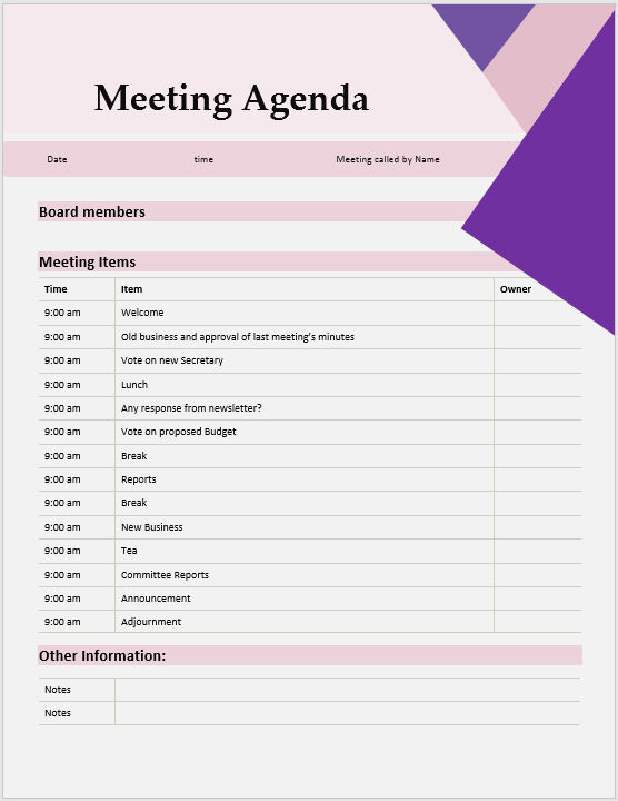 creative meeting agenda template