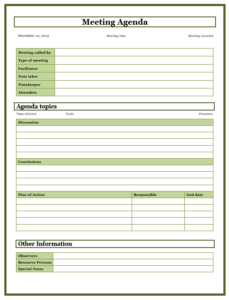 formal meeting agenda template