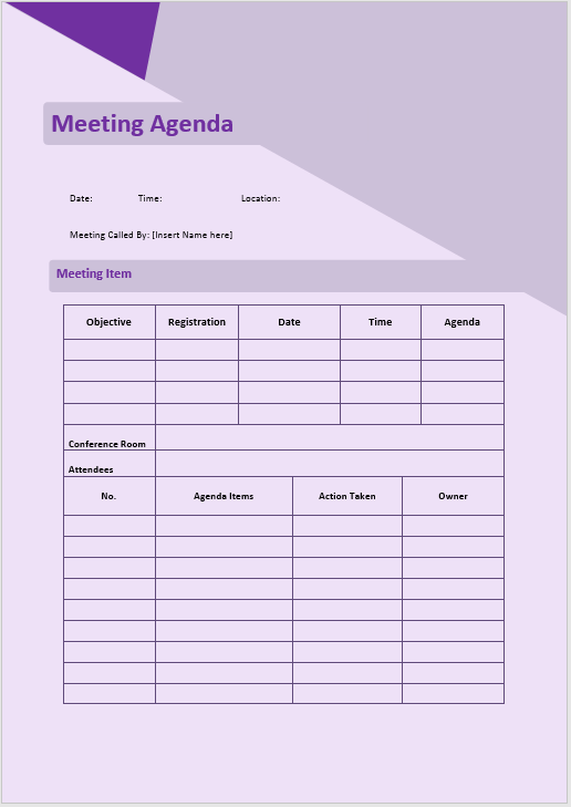 informal meeting agenda template