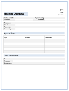 office meeting agenda template