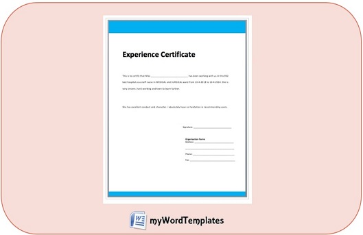 work expereince certificate template feature image