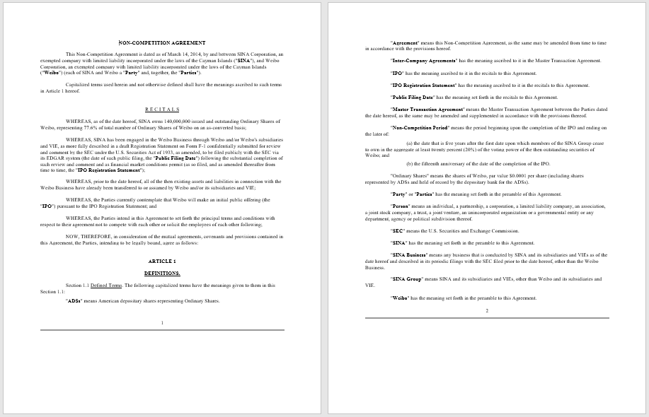 Non-Compete Agreement Template 05