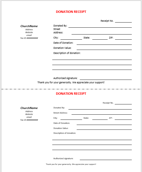 Printable Donation Receipt Template 02