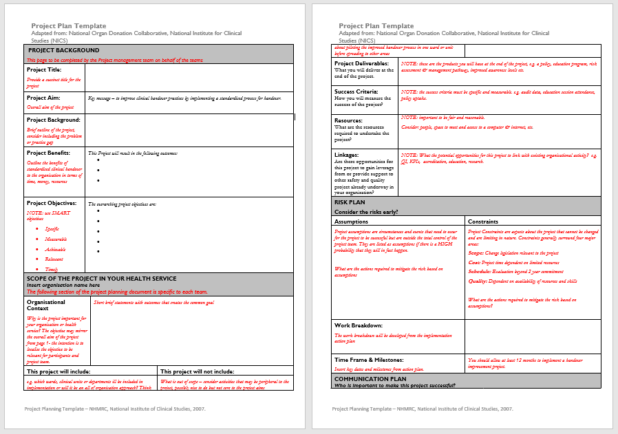 Project Plan Template 16