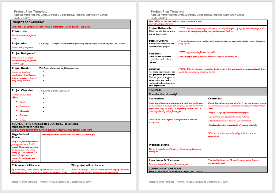 Project Plan Templates Ms Word 10 X Excels Spreadsheets Templates - Riset