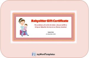 babysitting voucher template image