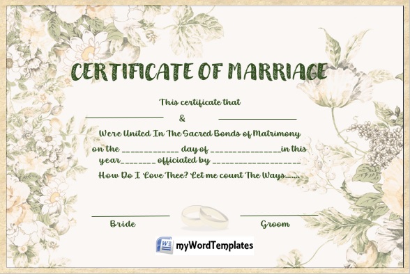 elegant marriage certificate template